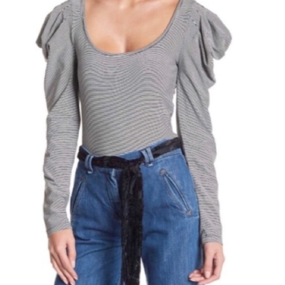 Free People Tops - Free People Puff sleeve striped top size M